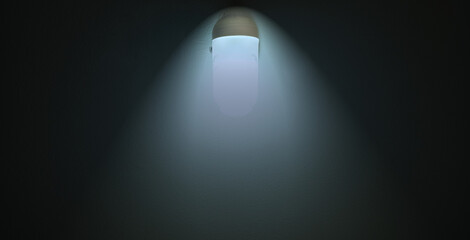 Abstract light bulb beam on cement wall background