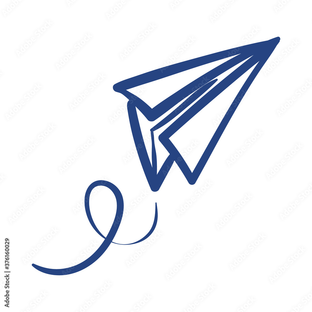 Poster airplane paper flying free form style icon