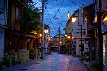 Japanese traditional landscape of  Onsen town in Japan, Shibu-onsen, Nagano