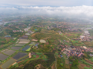 Spring aerial scenery of Baoan Lake National Wetland Park in Daye, Hubei