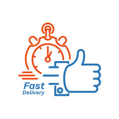 Fast delivery concept with hand and chronometer 