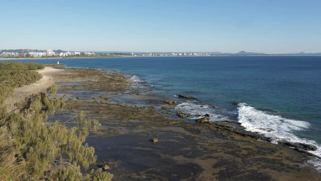 Sunset over the wet sand on low tide - Buddina Sunshine Coast Australia - Wide