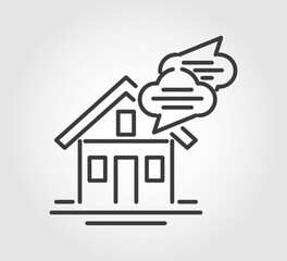 Modern abstract house with speech bubbles social distance concept