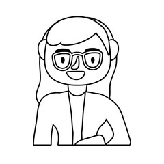 Obraz na płótnie Canvas teacher female worker with eyeglasses line style icon