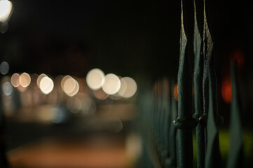 Wrought Iron Fence at Night