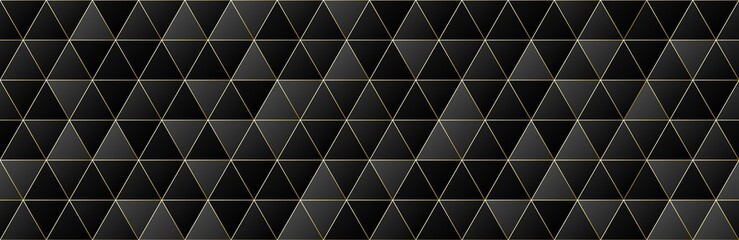 gold, black gradient color triangle seamless pattern background, glitter line geometric luxury texture, minimal design style, stock vector illustration, backdrop for social media header, banner, link