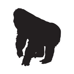 Standing Gorilla On a Side View (Troglodytes Gorilla) Silhouette Found In Map Of Africa