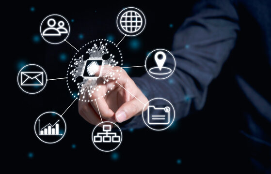 man who scans his fingers and has access to a range of tasks in modern times. - Powered by Adobe