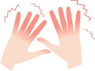 霜焼けで指先がヒリヒリしているイラスト