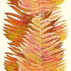 Imprints fern leaves seamless pattern