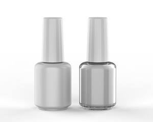 Blank nail polish bottle for mockup design and branding presentation, 3d render illustration.