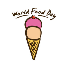 world food day celebration lettering with ice cream flat style