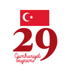 cumhuriyet bayrami celebration with turkey flag flat style