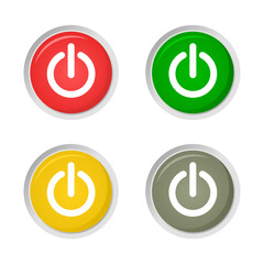 set of colorful power button icon