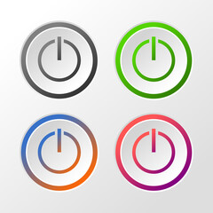 set of colorful power button icon