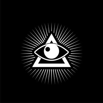 Masons symbol All-seeing eye of God icon isolated on dark background