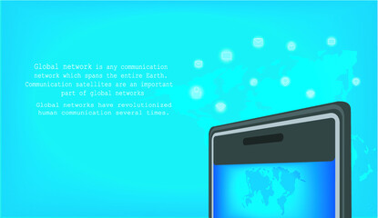 Smart phone concept of global world map and connection symbols, Creative vector illustration