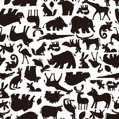 Fototapeta premium Animal pattern of a seamless, simple silhouette,