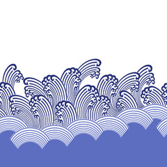 Ornament design of the wave Japanese style in seamlessness,