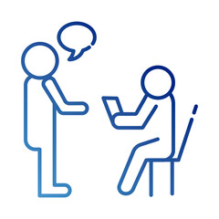 teamworkers figures talking coworking gradient style icon