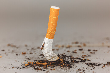 Extinguished cigarette.Cigarettes is addictive to be cancer.smoking reduction campaign in World No...