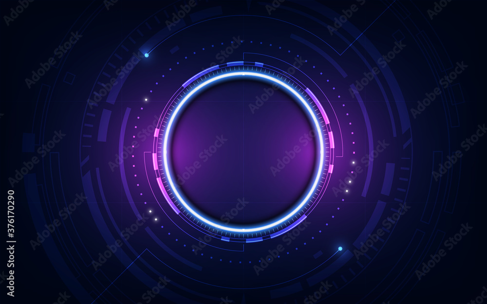 Poster technological future interface hud platform abstract background template vector design