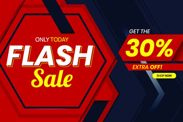 Vector graphic of Modern Flash Sale 30 Percent Banner Template. Perfect for Retail, Brochure, Banner, Business, Selling, etc