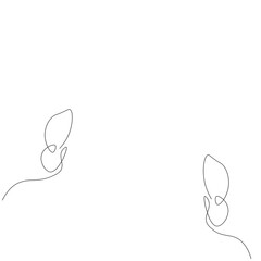 Butterfly animal silhouette line drawing, vector illustration