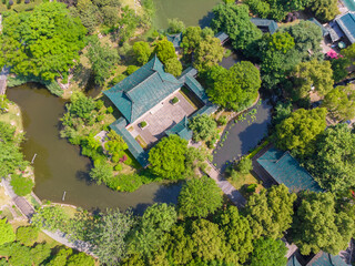 Aerial View above Moon Lake Park in spring, Wuhan, Hubei, China