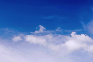 The sky is blue with beautiful clouds.