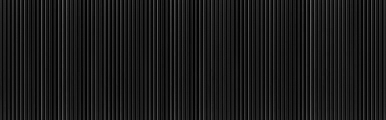 Panorama of Black Corrugated metal background and texture surface or galvanize steel , White metal sheet wall or fence seamless background