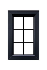 European style black wooden window frame isolated on a white background