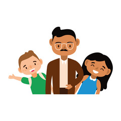 Obraz premium male teacher wearing eyeglasses with students kids