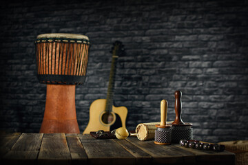 Djembe, percussion instruments & acoustic  guitar