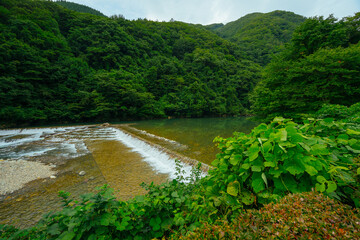 川 青空 渓流 滝