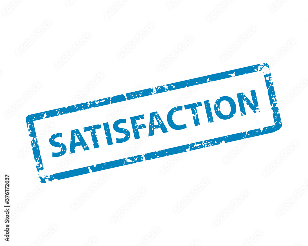 Poster satisfaction stamp vector texture. rubber cliche imprint. web or print design element for sign, stic