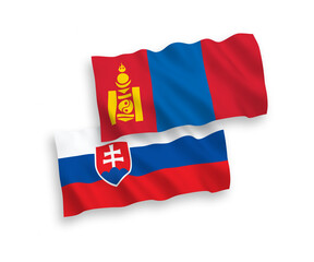 Flags of Slovakia and Mongolia on a white background