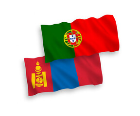 Flags of Portugal and Mongolia on a white background