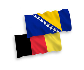 Flags of Belgium and Bosnia and Herzegovina on a white background