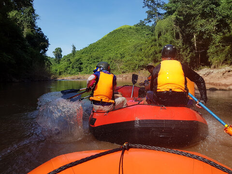 Whitewater Rafting On Nan River In Thailand	