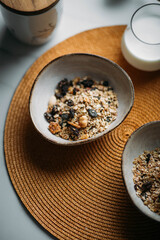 Home made sweet granola. Energy and vegan breakfast. Top view