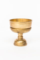 Thai Brass tray with pedestal isolated on white background.
