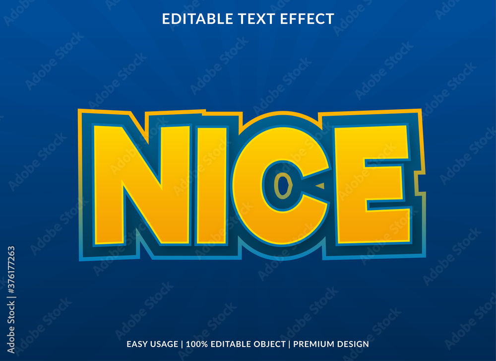 Poster nice text effect template design with bold font style and cartoon concept use for brand and business