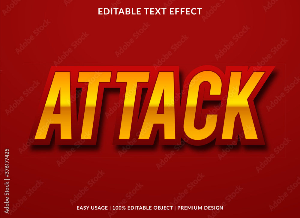 Poster attack text effect template design with bold font style and modern concept use for brand and busines