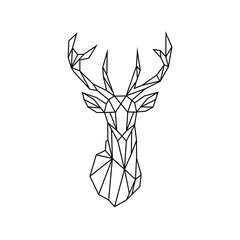 Black deer icon in vintage style. Vector illustration eps 10