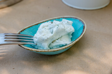 Tzatziki Greek specialty close up