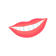 Icon of red-pink female lips. Vector illustration eps 10