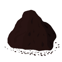 Heap of earth. Dirt compost heap. Potting soil to plant. Vector icon. Stock vector illustration isolated on white background.