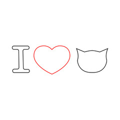 Black sign icon i love cat. Vector illustration eps 10