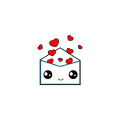 Envelope sign icon with heart. EPS 10 vector illustration